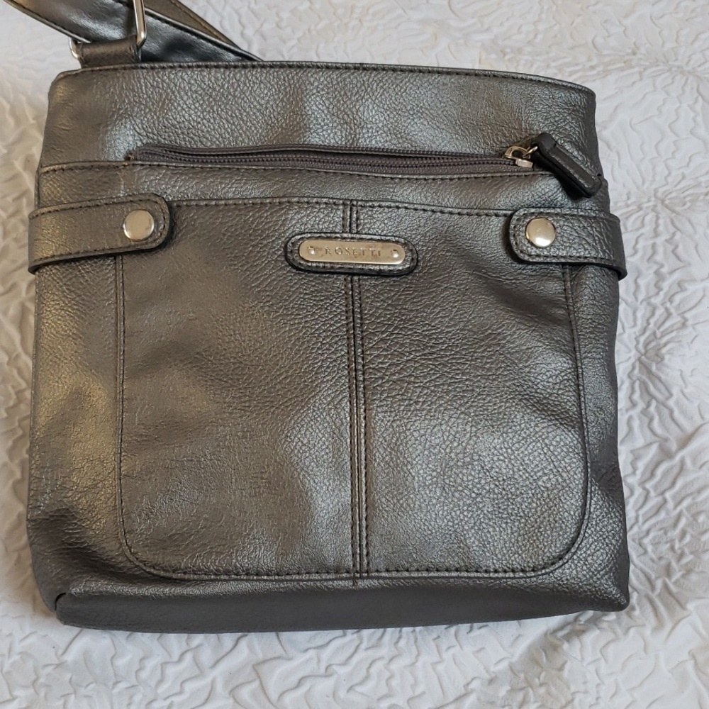 ROSETTI Pewter Vegan Leather Shoulder Crossbody Bag Purse,